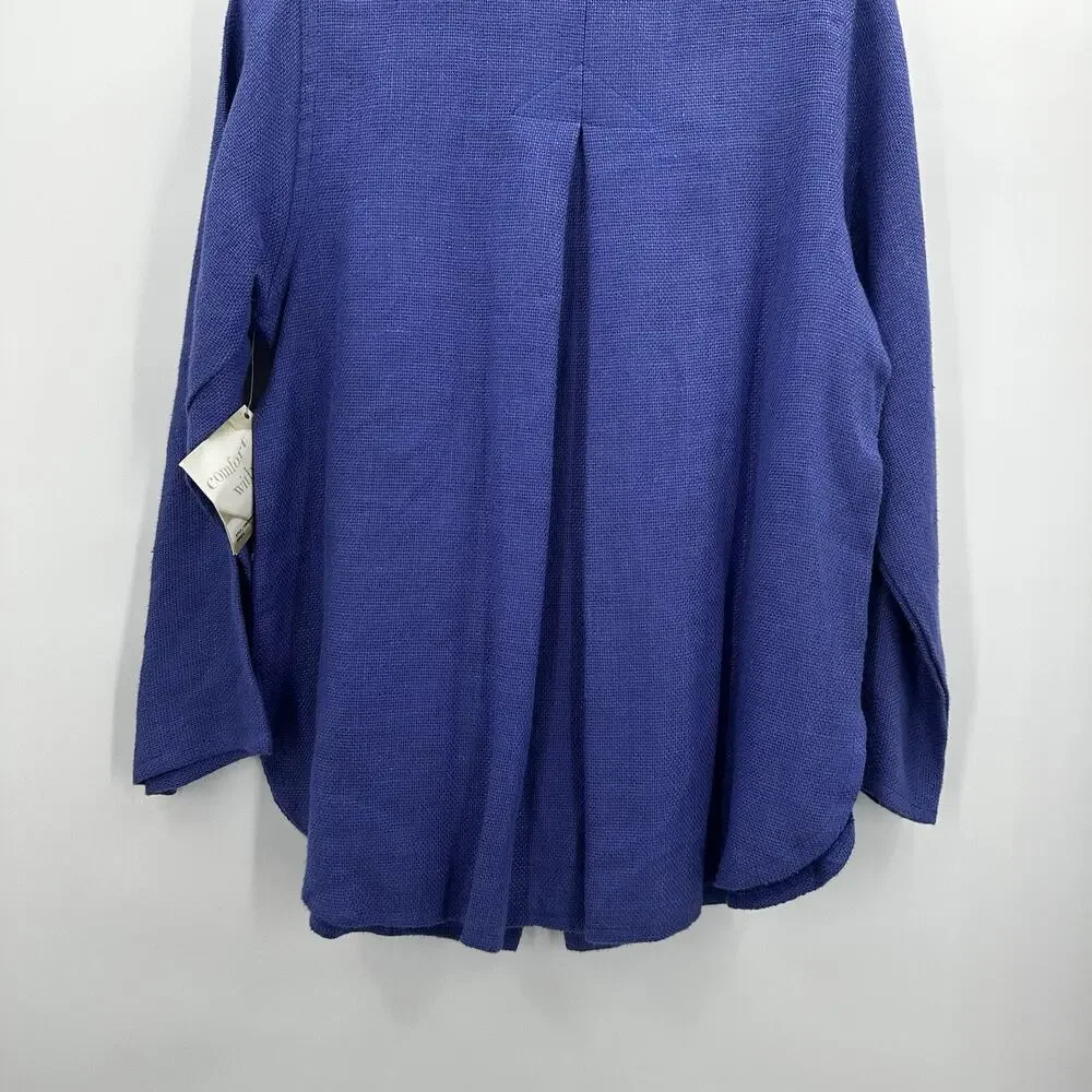 Maralyce Ferree Jacket Womens Small Purple Toggle Button Linen Boxy Lagenlook - Picture 4 of 10